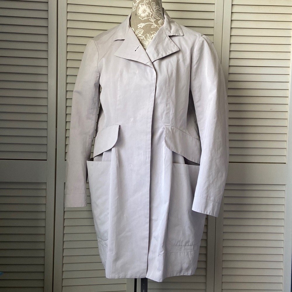 Jil Sander Trench Mac Car Coat Light Gray Lilac 36 Small